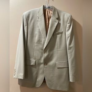 Izod Mens Sport Coat Blazer 44R Beige 100% Wool Two Button